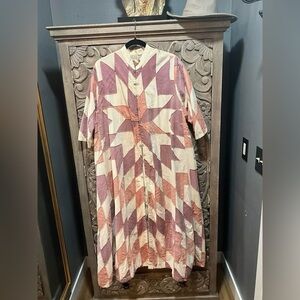 Magnolia pearl Geometric Patterned Long kimono